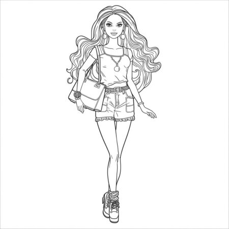 Barbie Fashionista Estilosa (Desenho para Colorir)