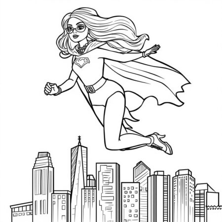 Barbie Superheroina Poderosa (Desenho para Colorir)