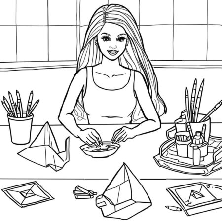 Barbie e a Arte do Origami (Desenho para Colorir)