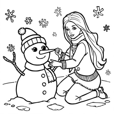 Barbie e a Diversao no Inverno (Desenho para Colorir)