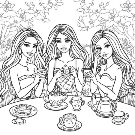 Barbie e a Festa do Cha (Desenho para Colorir)