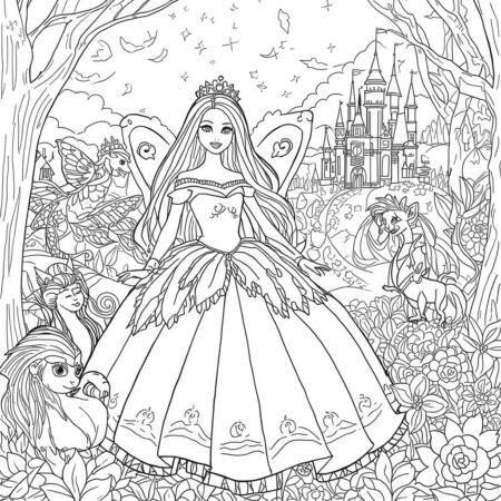 Barbie e a Magia dos Contos de Fadas (Desenho para Colorir)