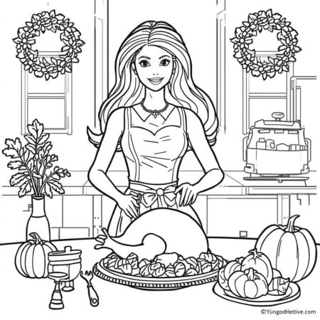 Barbie e o Dia de Acao de Gracas (Desenho para Colorir)