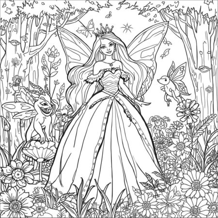 Barbie e o Mundo das Fadas (Desenho para Colorir)
