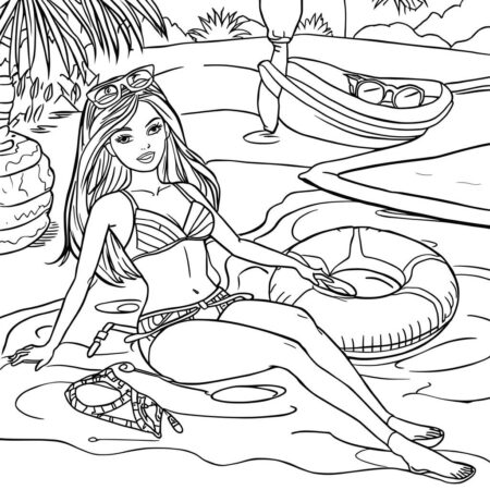 Barbie e o Verao na Piscina (Desenho para Colorir)