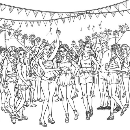 Barbie no Festival de Musica (Desenho para Colorir)