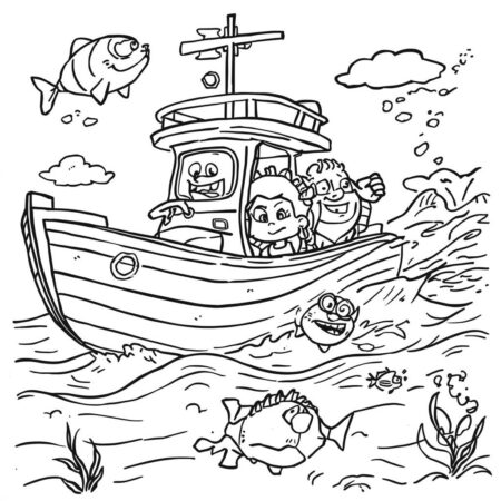 Barco de Animacao Divertido (Desenho para Colorir)