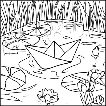 Barco de Papel Simples (Desenho para Colorir)