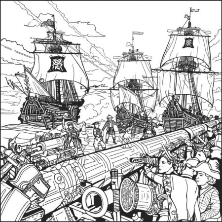 Batalha Pirata (Desenho para Colorir)