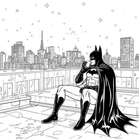 Batman Relaxando (Desenho para Colorir)