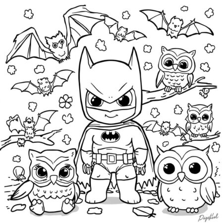 Batman e Animais (Desenho para Colorir)