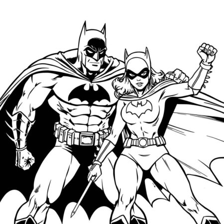 Batman e Batgirl (Desenho para Colorir)
