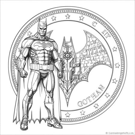 Batman e Moeda de Gotham (Desenho para Colorir)