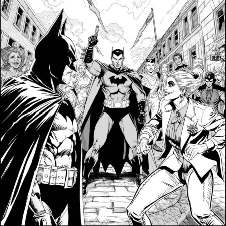 Batman e Viloes (Desenho para Colorir)