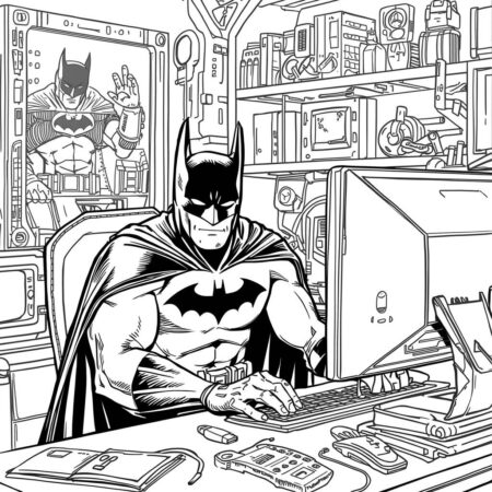 Batman e a Batcaverna (Desenho para Colorir)