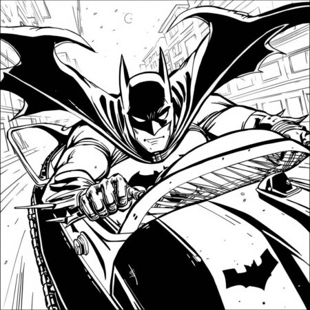 Batman no Batmovel (Desenho para Colorir)
