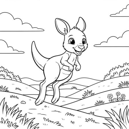 Bebe Canguru Saltitante (Desenho para Colorir)