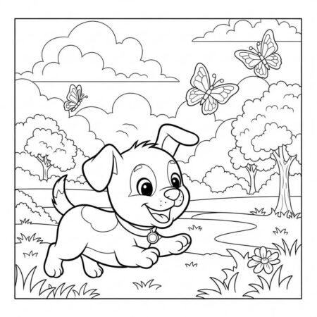 Bebe Cao Brincando (Desenho para Colorir)