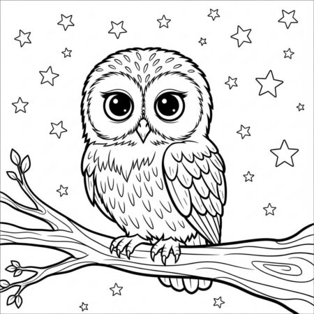 Bebe Coruja Noturna (Desenho para Colorir)