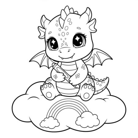 Bebe Dragao Kawaii (Desenho para Colorir)