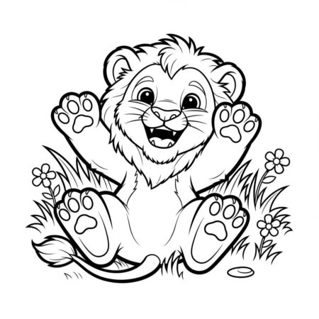 Bebe Leao Alegre (Desenho para Colorir)