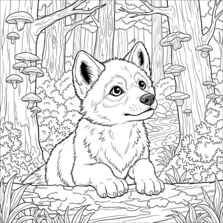 Bebe Lobo Aventureiro (Desenho para Colorir)