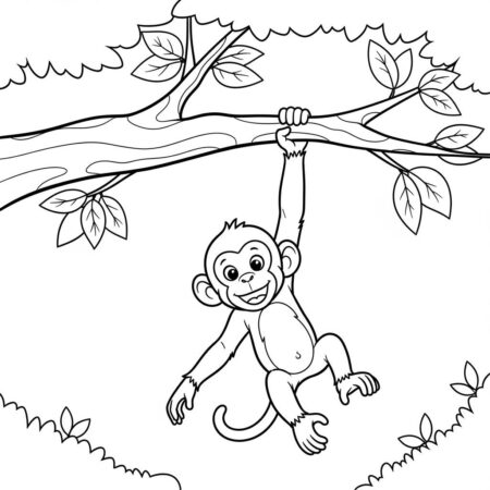 Bebe Macaco Brincando (Desenho para Colorir)