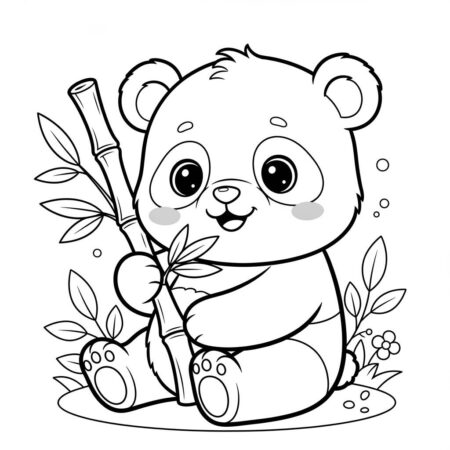 Bebe Panda Kawaii (Desenho para Colorir)