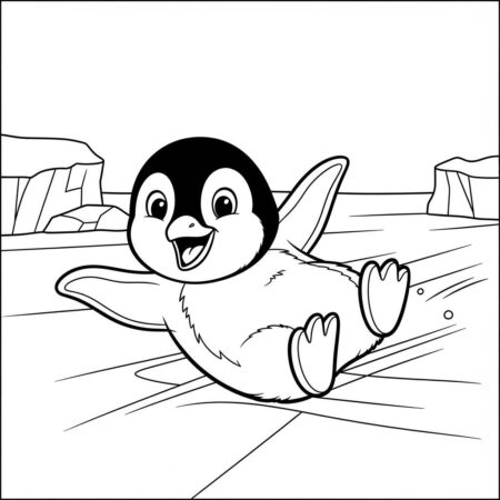 Bebe Pinguim Feliz (Desenho para Colorir)