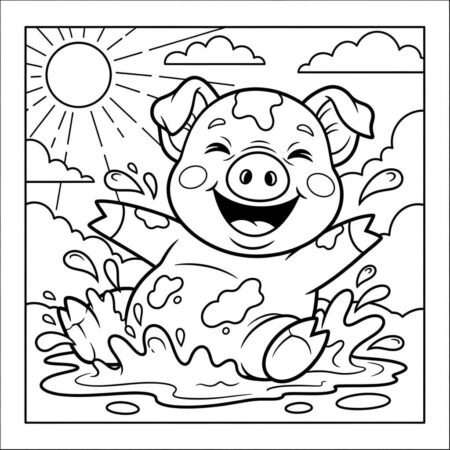 Bebe Porquinho Alegre (Desenho para Colorir)