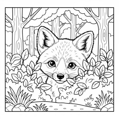 Bebe Raposa Curiosa (Desenho para Colorir)