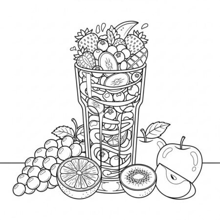 Bebida de Frutas Colorida (Desenho para Colorir)