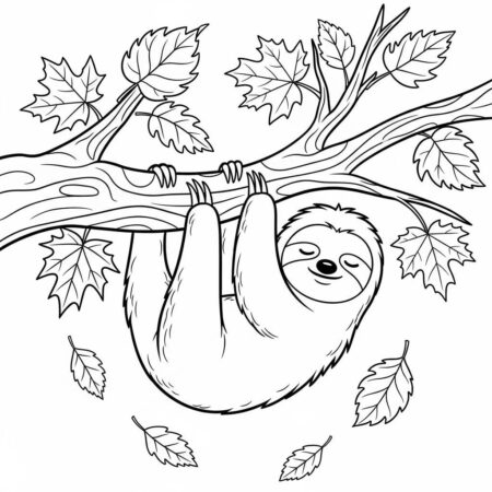 Bicho Preguica em Arvore (Desenho para Colorir)