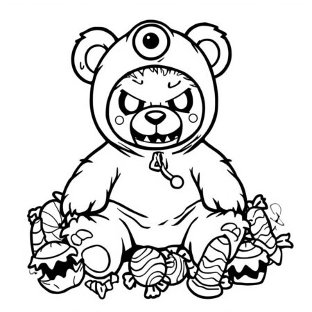 Bicho de Pelucia Assustador (Desenho para Colorir)