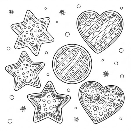 Biscoitos Decorados Bonitos (Desenho para Colorir)
