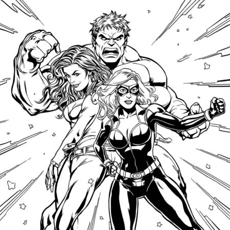 Black Widow e Hulk (Desenho para Colorir)