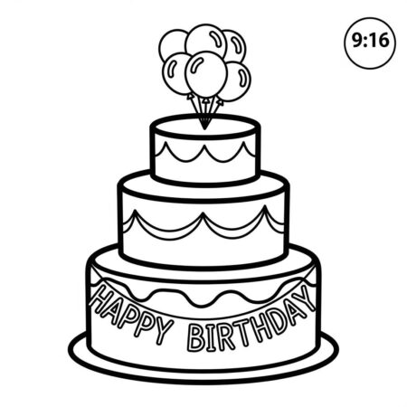 Bolo de Aniversario Simples (Desenho para Colorir)