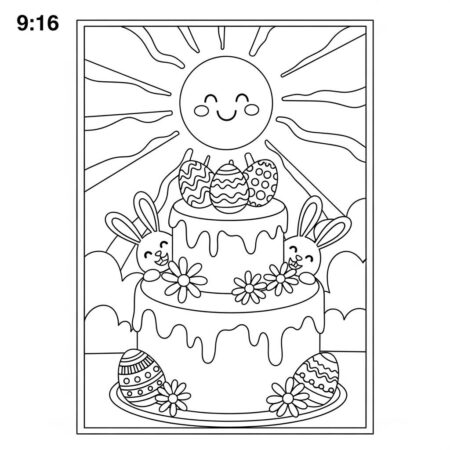 Bolo de Pascoa Colorido (Desenho para Colorir)
