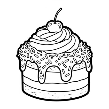 Bolo de Sorvete Divertido (Desenho para Colorir)