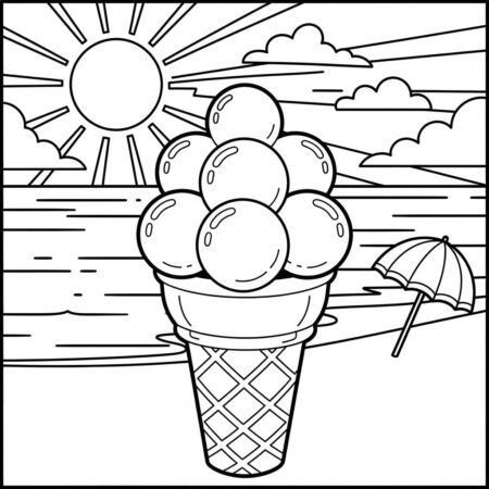 Bolo de Sorvete de Verao (Desenho para Colorir)