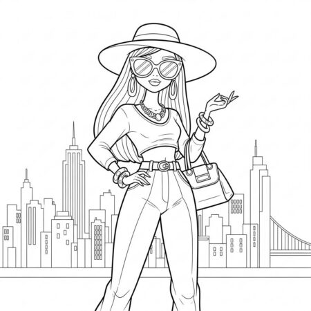 Boneca Estilosa Fashionista (Desenho para Colorir)