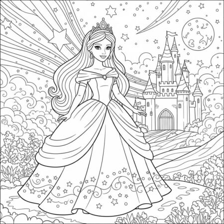 Boneca Princesa Brilhante (Desenho para Colorir)