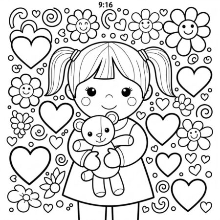 Boneca de Amizade Carinhosa (Desenho para Colorir)