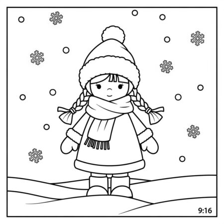 Boneca de Inverno Quentinha (Desenho para Colorir)