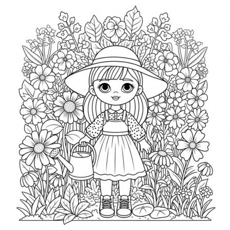 Boneca de Jardim Encantado (Desenho para Colorir)
