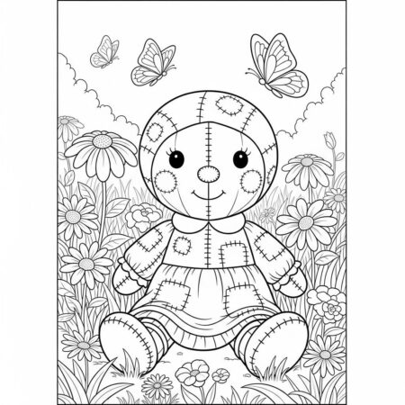 Boneca de Pano Aconchegante (Desenho para Colorir)