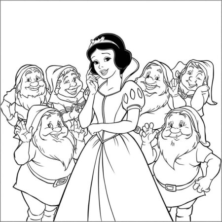 Branca de Neve e Anoes (Desenho para Colorir)