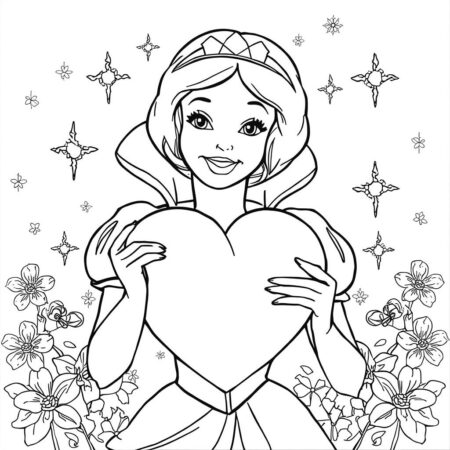 Branca de Neve e Coracao (Desenho para Colorir)