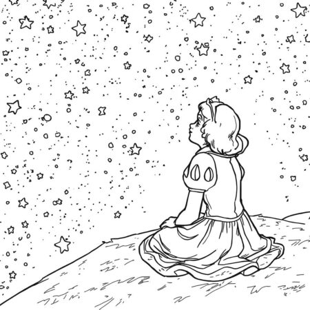 Branca de Neve e Estrelas (Desenho para Colorir)