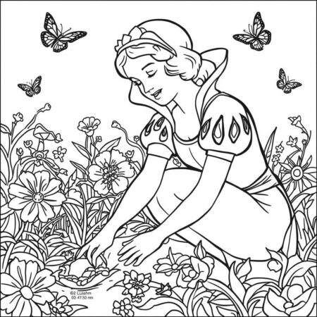 Branca de Neve e Jardim (Desenho para Colorir)